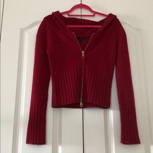 Red Express hooded cardigan